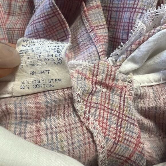 Vintage 90's Checkered Long Sleeve Mini Dress Kids Summer Red Toddler Girl 2T - Picture 5 of 5